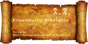 Kovacsevics Nikoletta névjegykártya